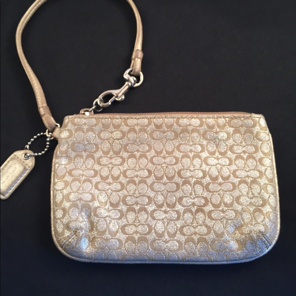 Coach gold metallic wristlet